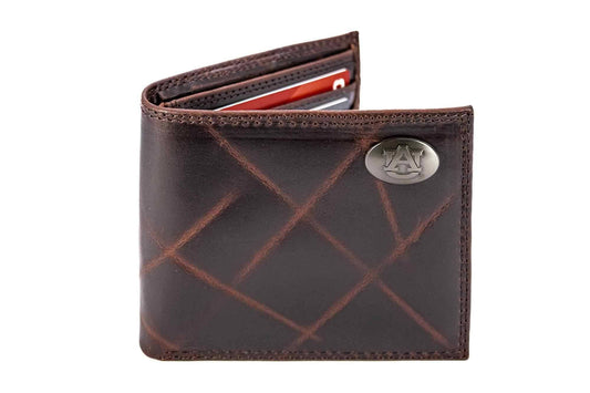 Auburn Tigers Men's Collegiate Bifold Leather Wallet.: Crazyhorse Brown
