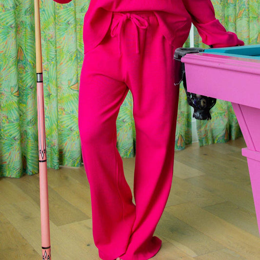 LULU MAC Waffle Pants : HOT PINK