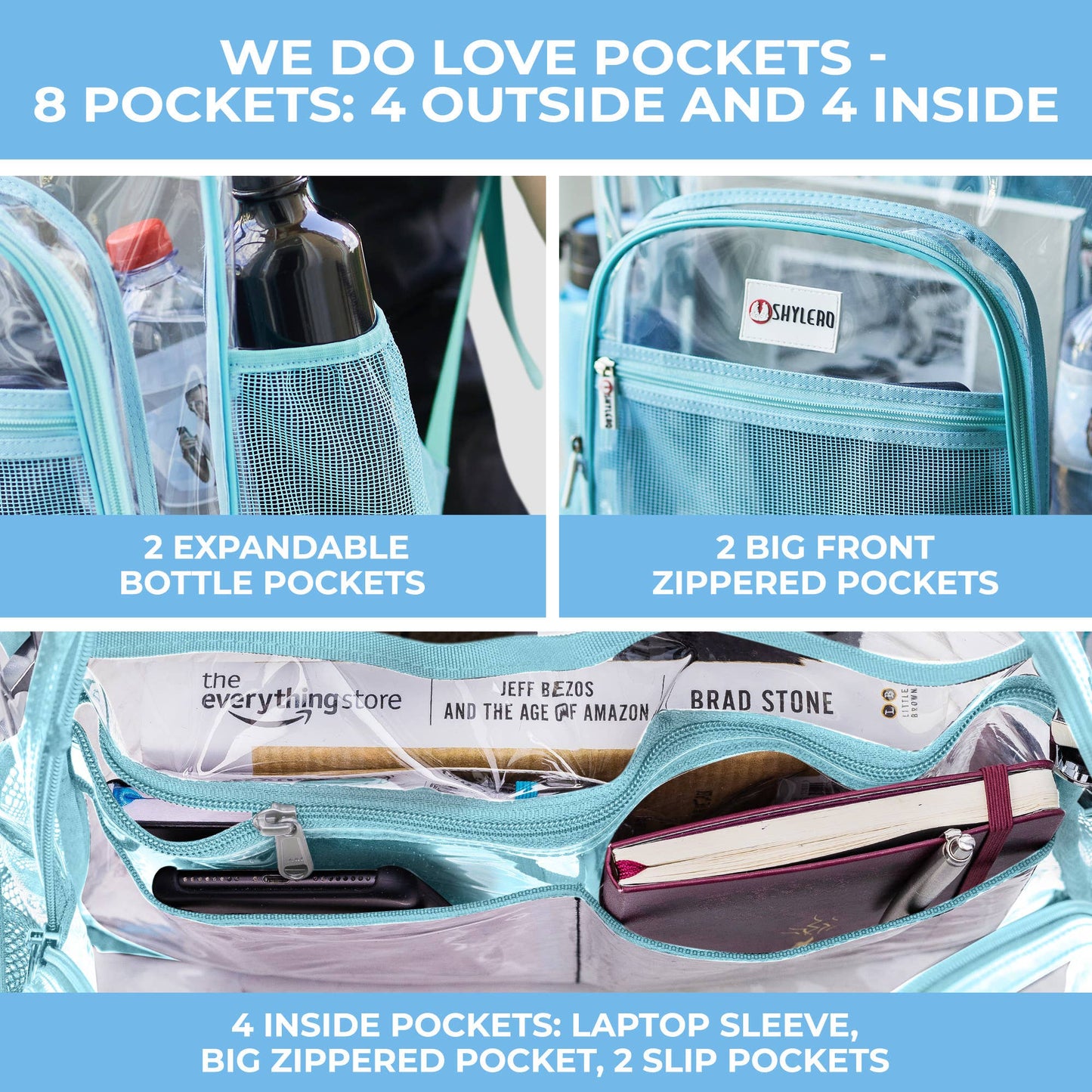 Clear Backpack For School XL | Turquoise Rhino: Turquoise Rhino