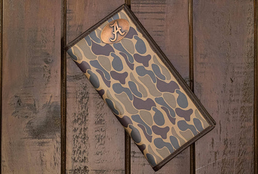 Alabama Crimson Tide Men's Secretary Old School Camo Leather Wallet.: Brown/Tan Camo