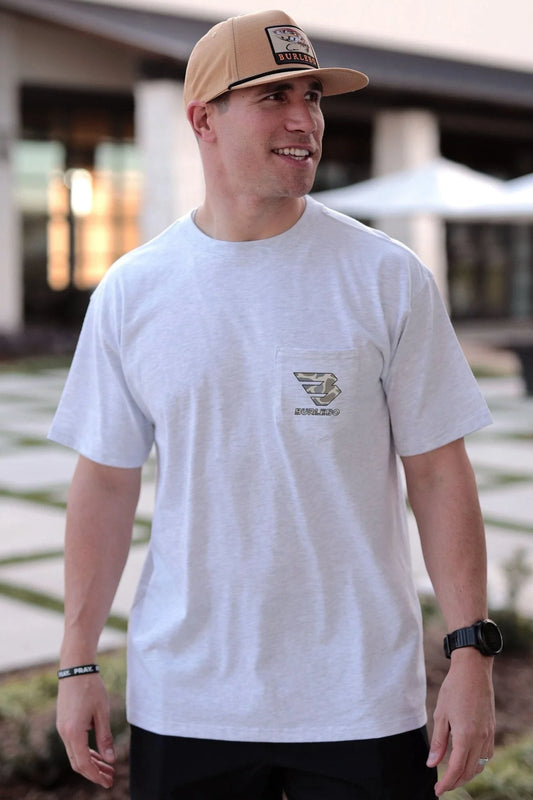 BURLEBO - Classic Deer Camo Signature Logo - SS - Ash Grey