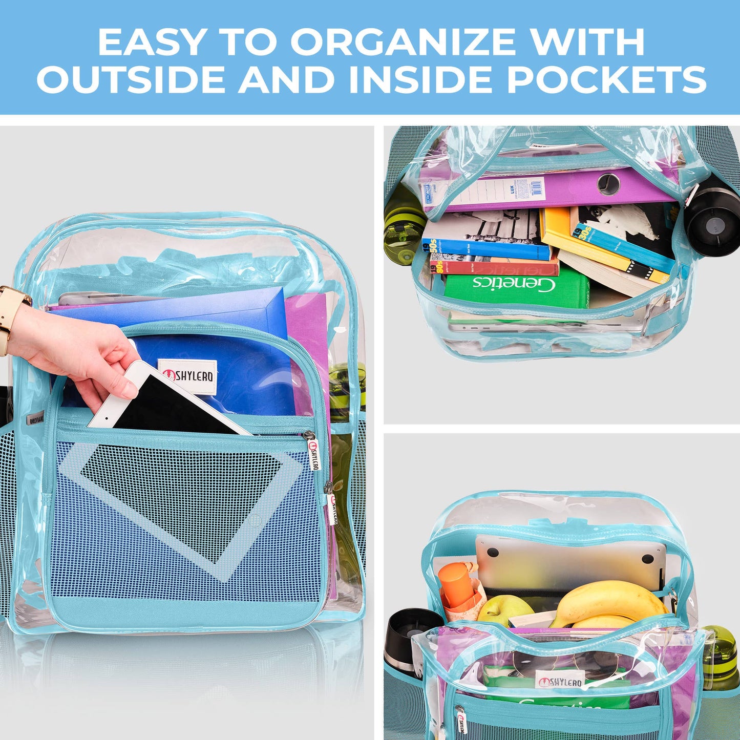 Clear Backpack For School XL | Turquoise Rhino: Turquoise Rhino