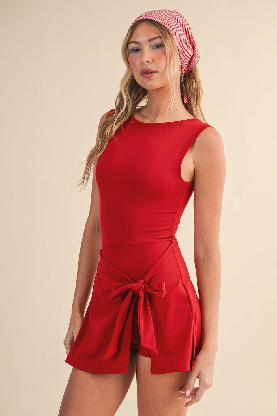 Sleeveless Wrap Tie Front Dress: Cream - ETA 9/12/25