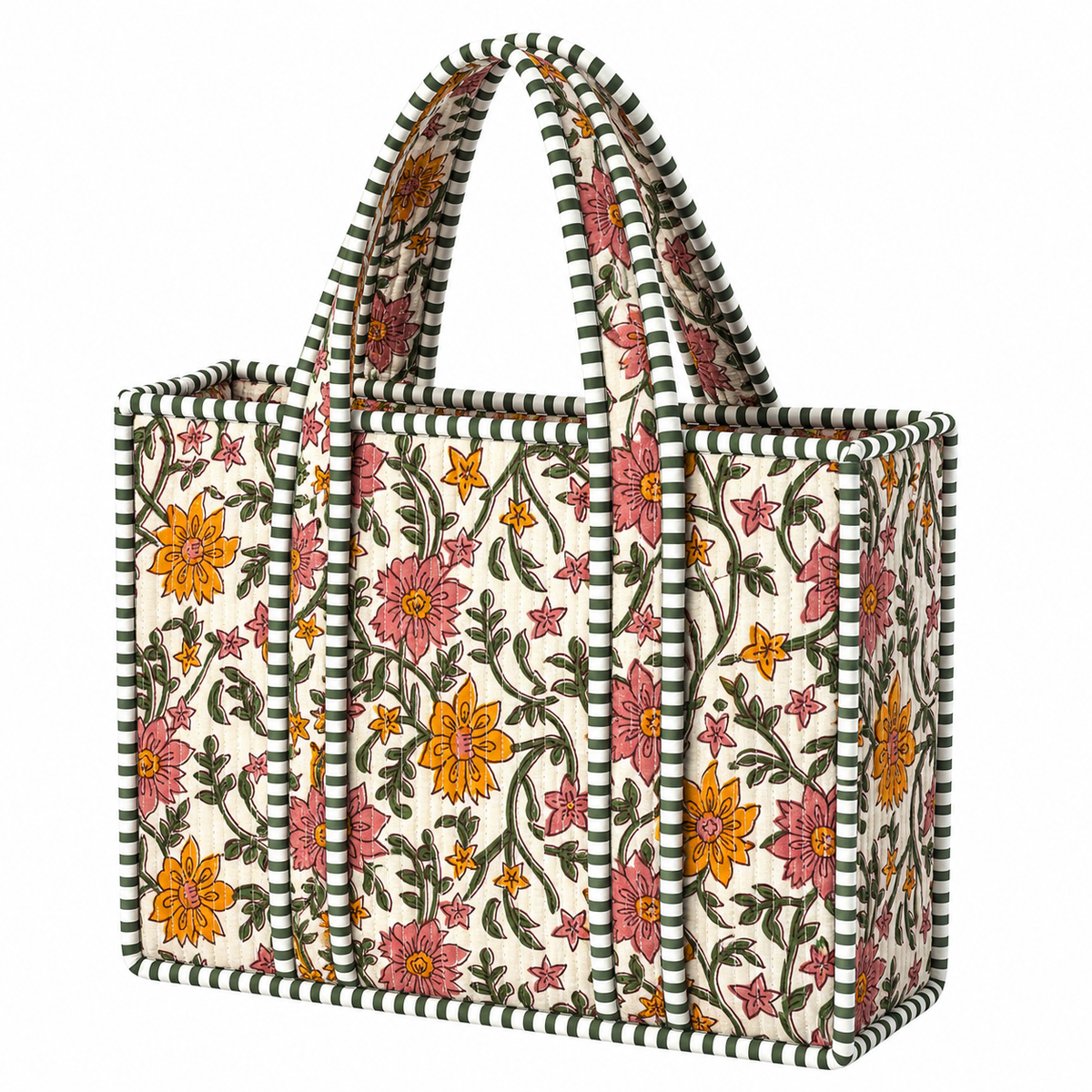 Orange and Pink Quilted Bag Print: Large