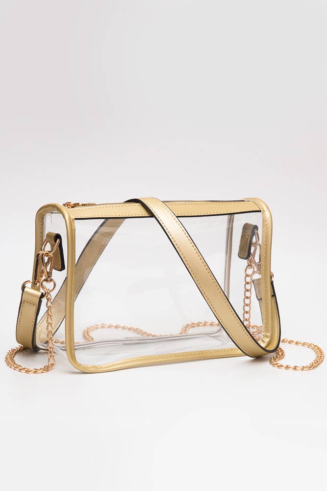 Clear Rectangle Stadium Concert Crossbody Bag: Burgundy