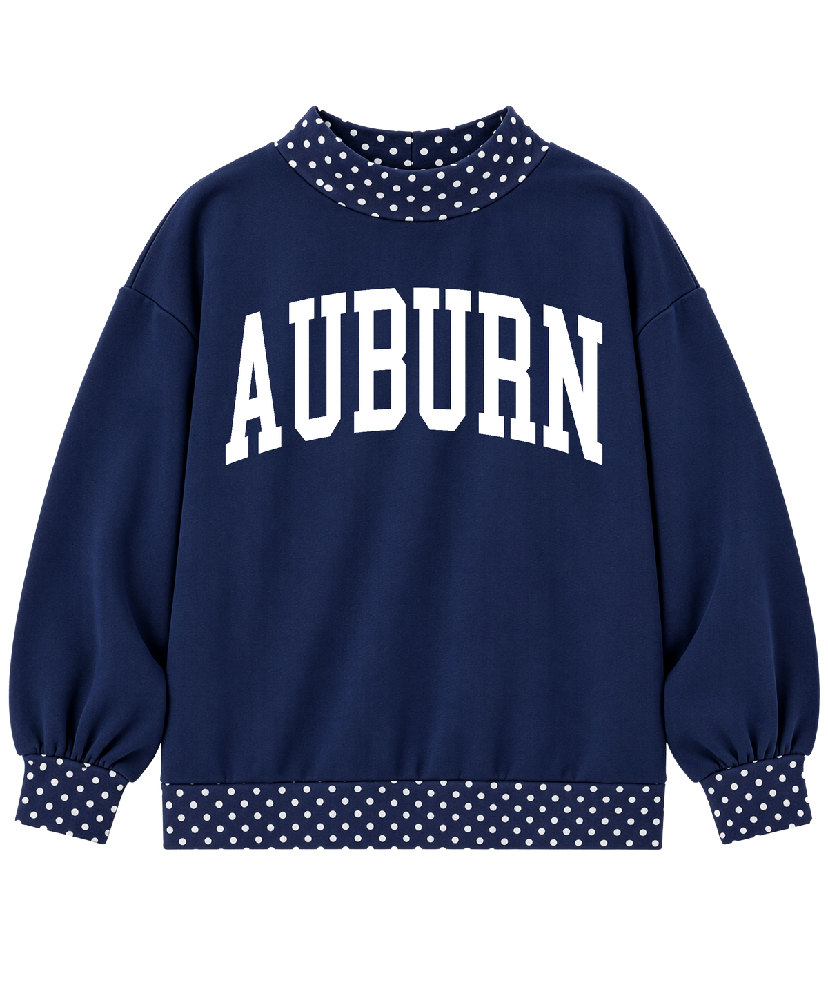 Auburn Polka Dot Colorblock Mock Neck Oversized Sweatshirt