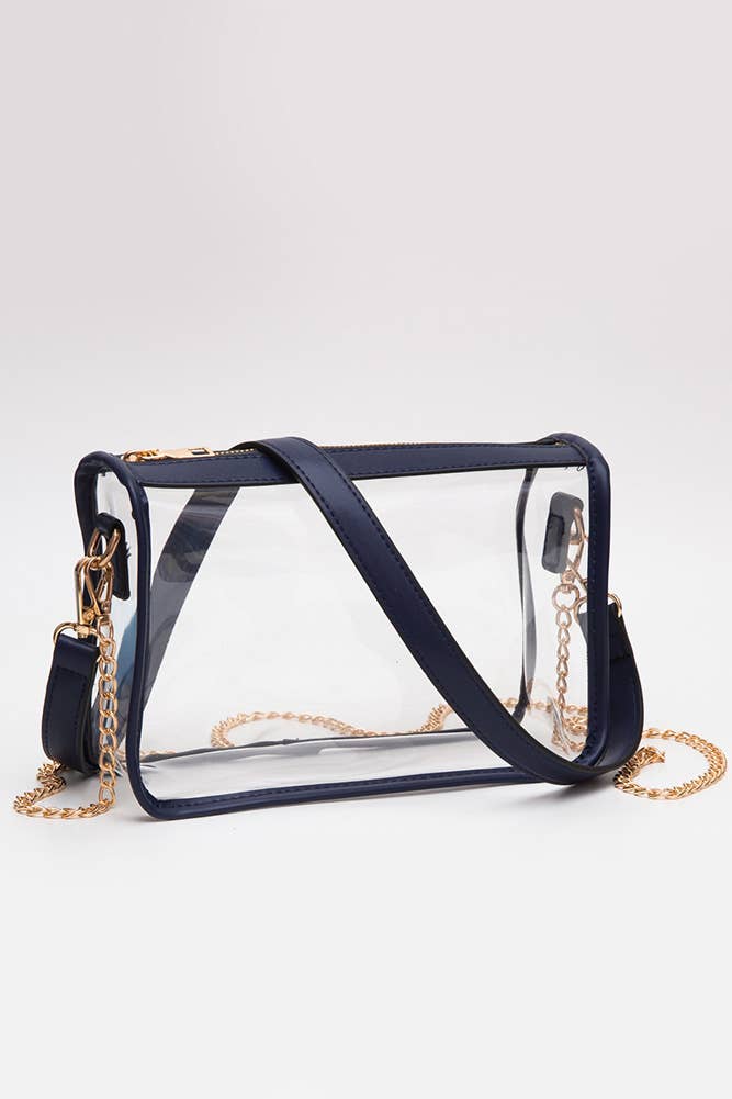 Clear Rectangle Stadium Concert Crossbody Bag: Black