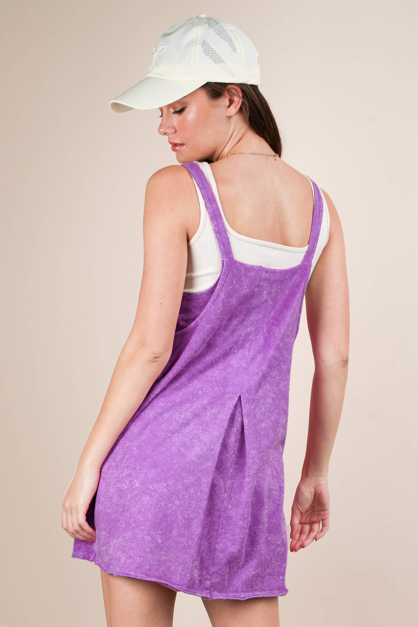 Mineral Washed Knit Mini Dress with Shorts Inside : PURPLE ORCHID