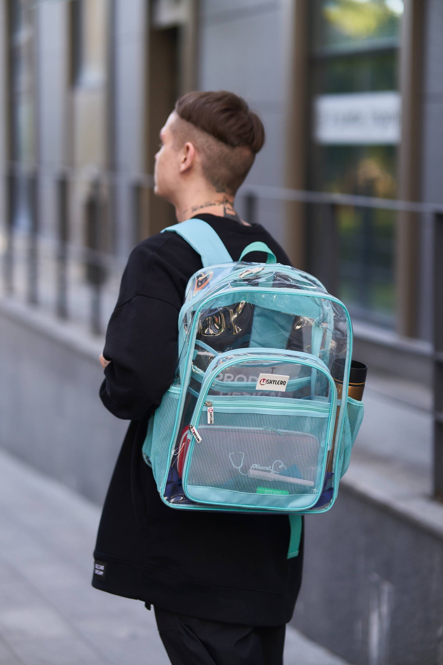 Clear Backpack For School XL | Turquoise Rhino: Turquoise Rhino
