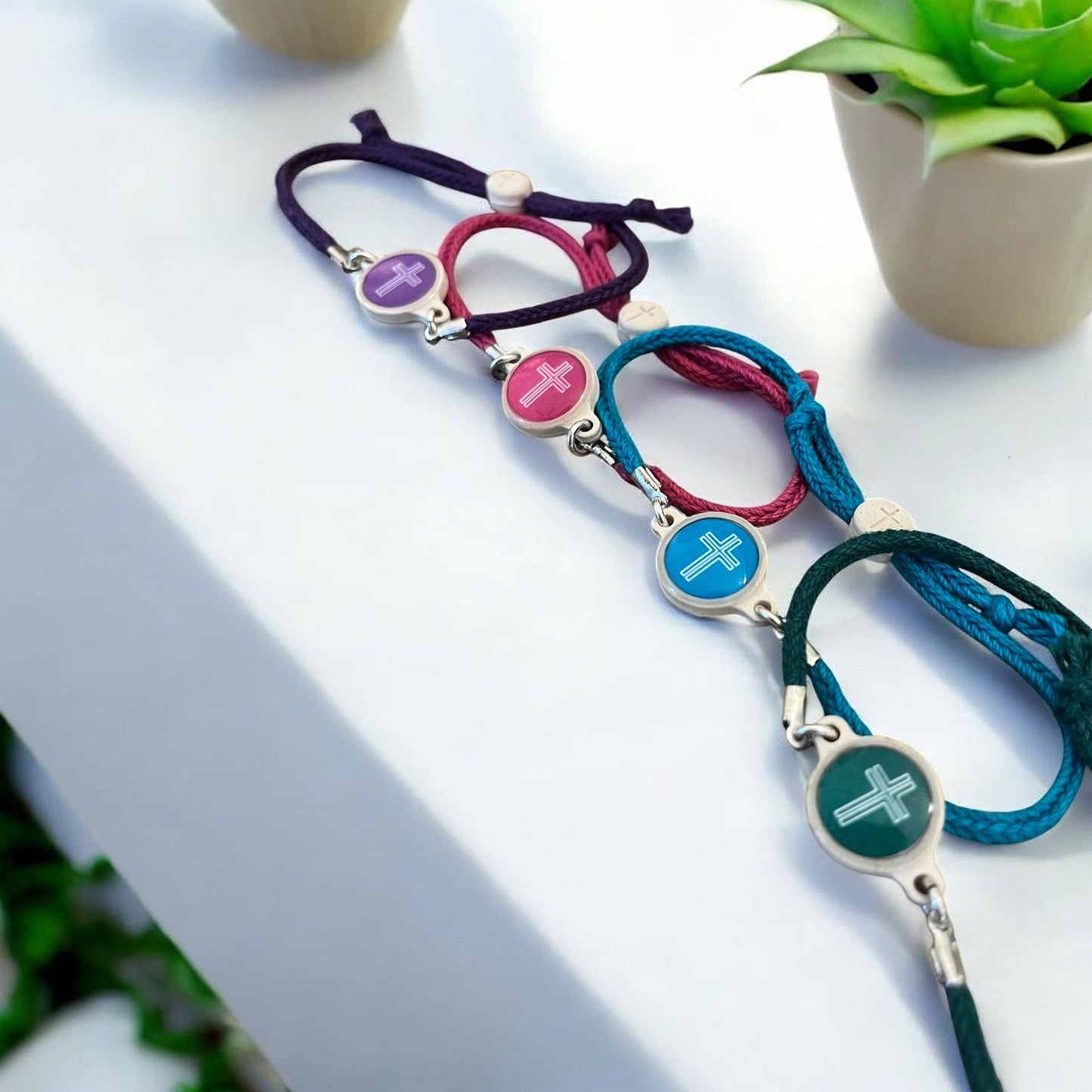 Tap To Pray™ - Survivor Series Handmade Bracelets: Lotus+ Cross