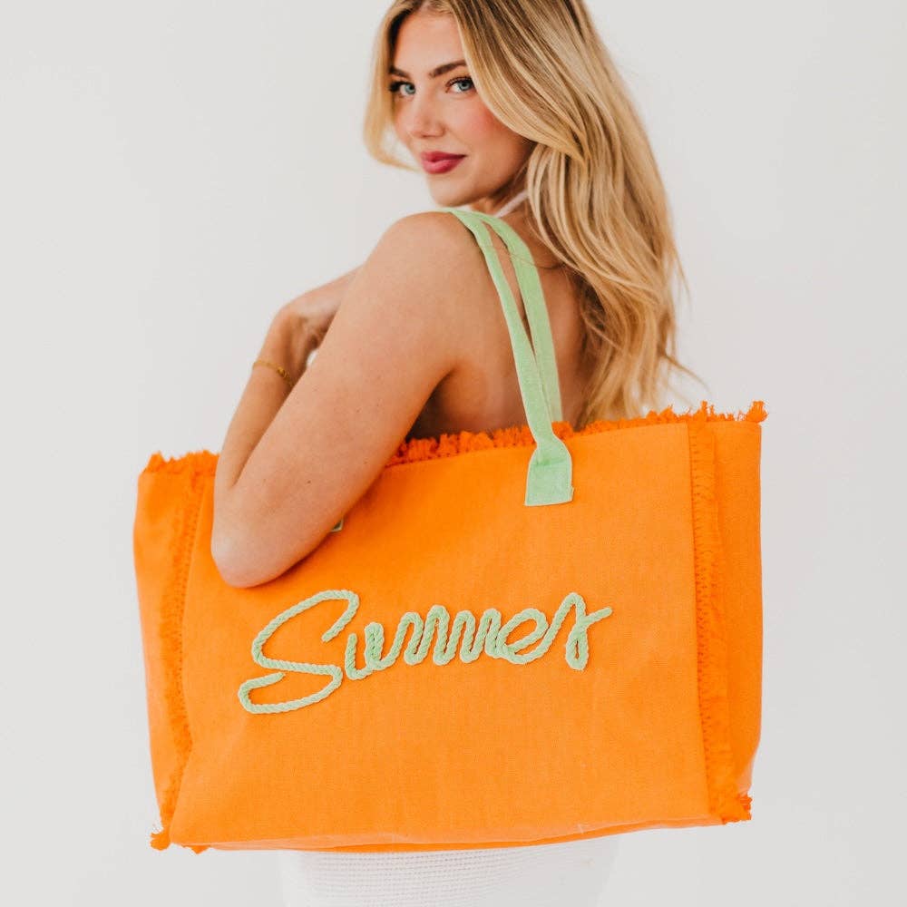 Summer Sunshine Beach Tote Bag: Mustard / Aqua