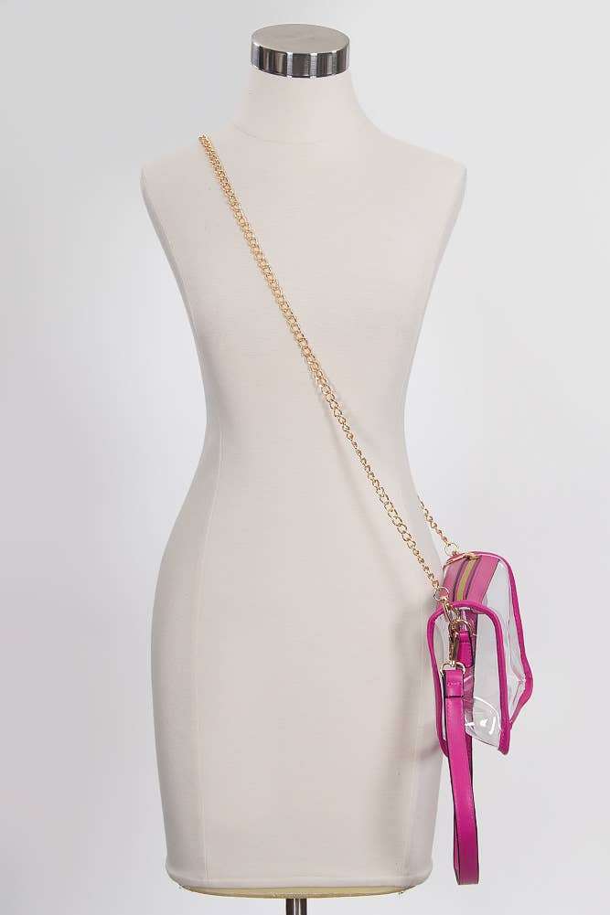 Clear Rectangle Stadium Concert Crossbody Bag: Burgundy