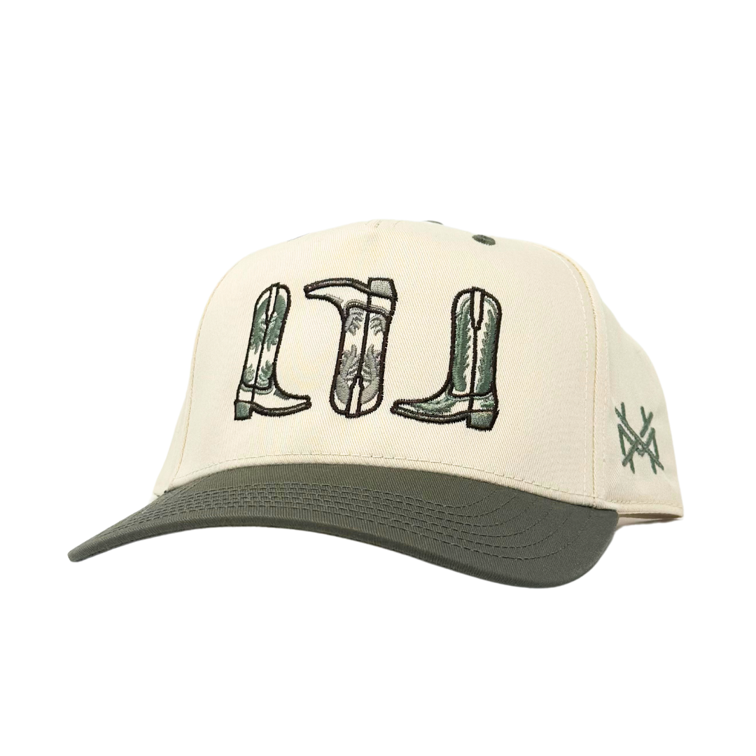 MHC Boots Trucker Hat: White/Bottomland Otto