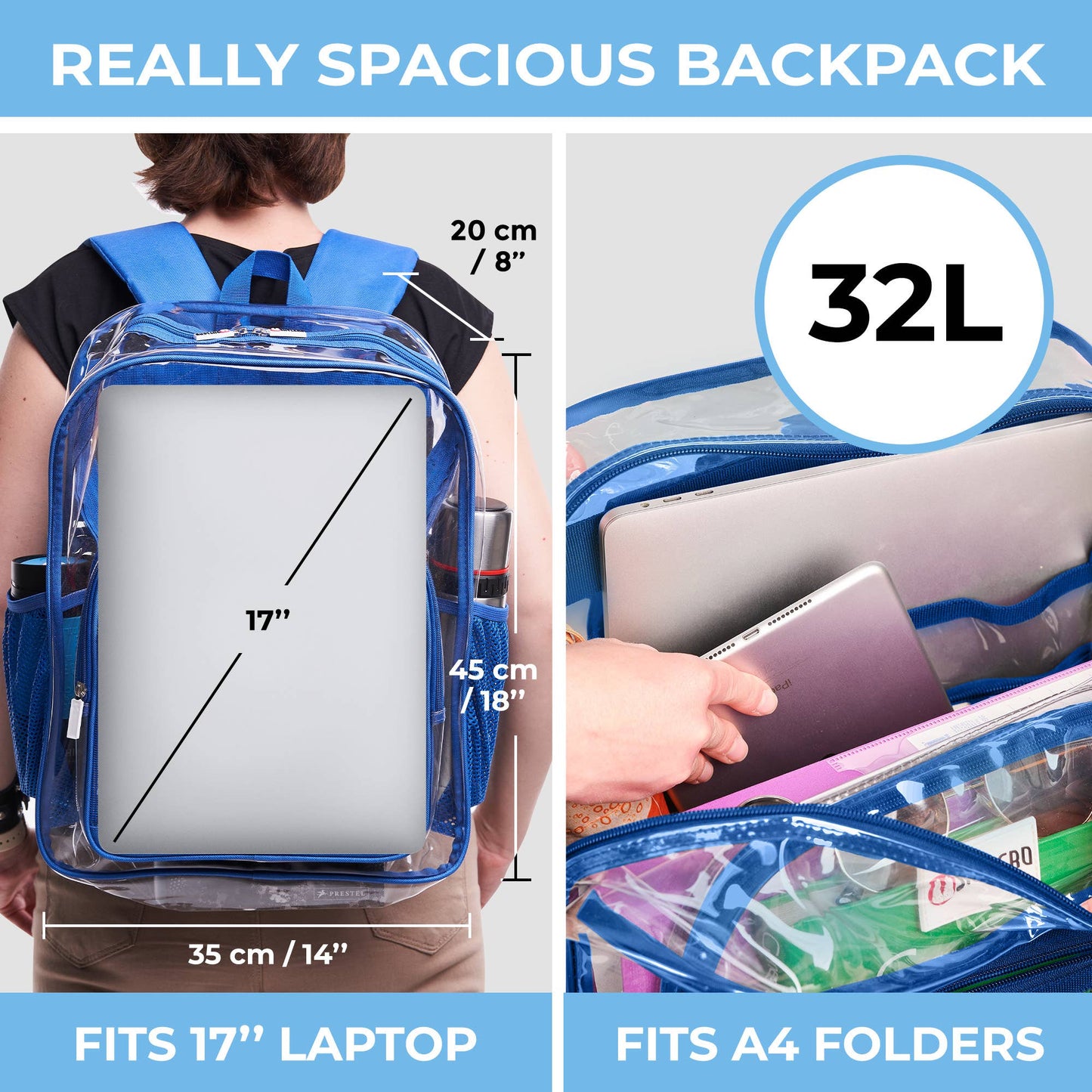 Clear Backpack For School XL | Top YKK® Zip | Blue Rhino: Blue Rhino