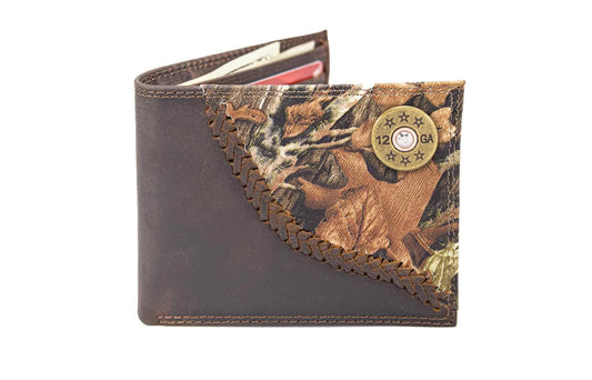 Shot Shell Camo Corner Leather Wallet – Bifold, Trifold or Tall Roper: Tall Roper