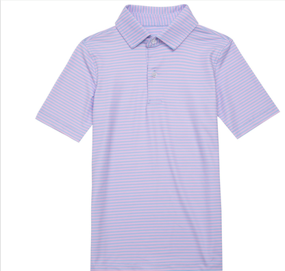 Adult Light Blue & Pink Stripe Polo