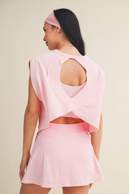 Mineral Wash Open Back Top: Pink