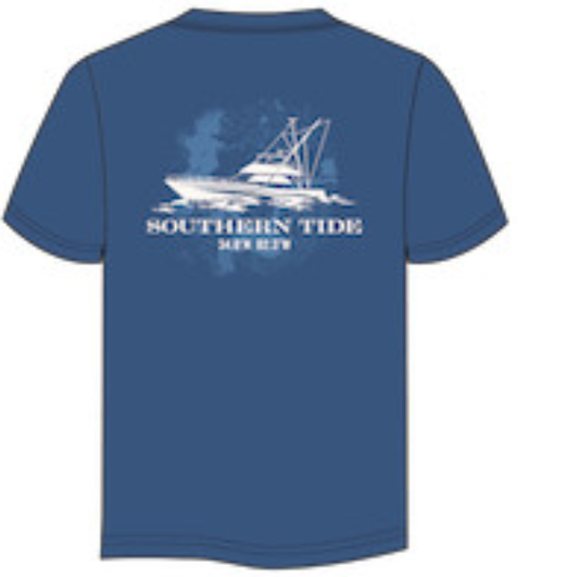 Fishing Boat Coordinates T-shirt: Nautical Blue