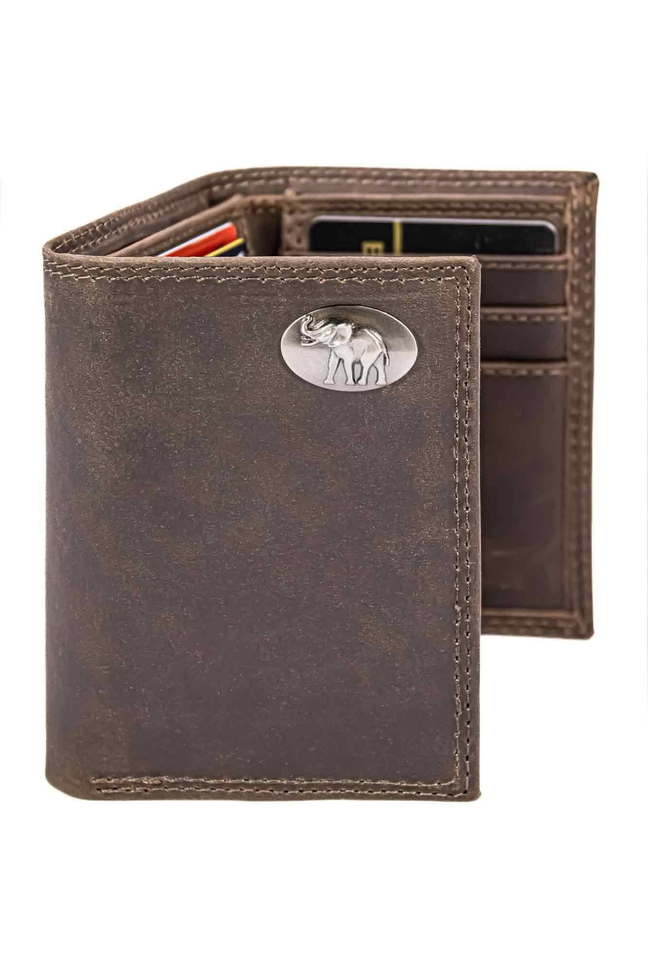 Alabama Crimson Tide Men's Collegiate Trifold Leather Wallet: UAL Crazyhorse