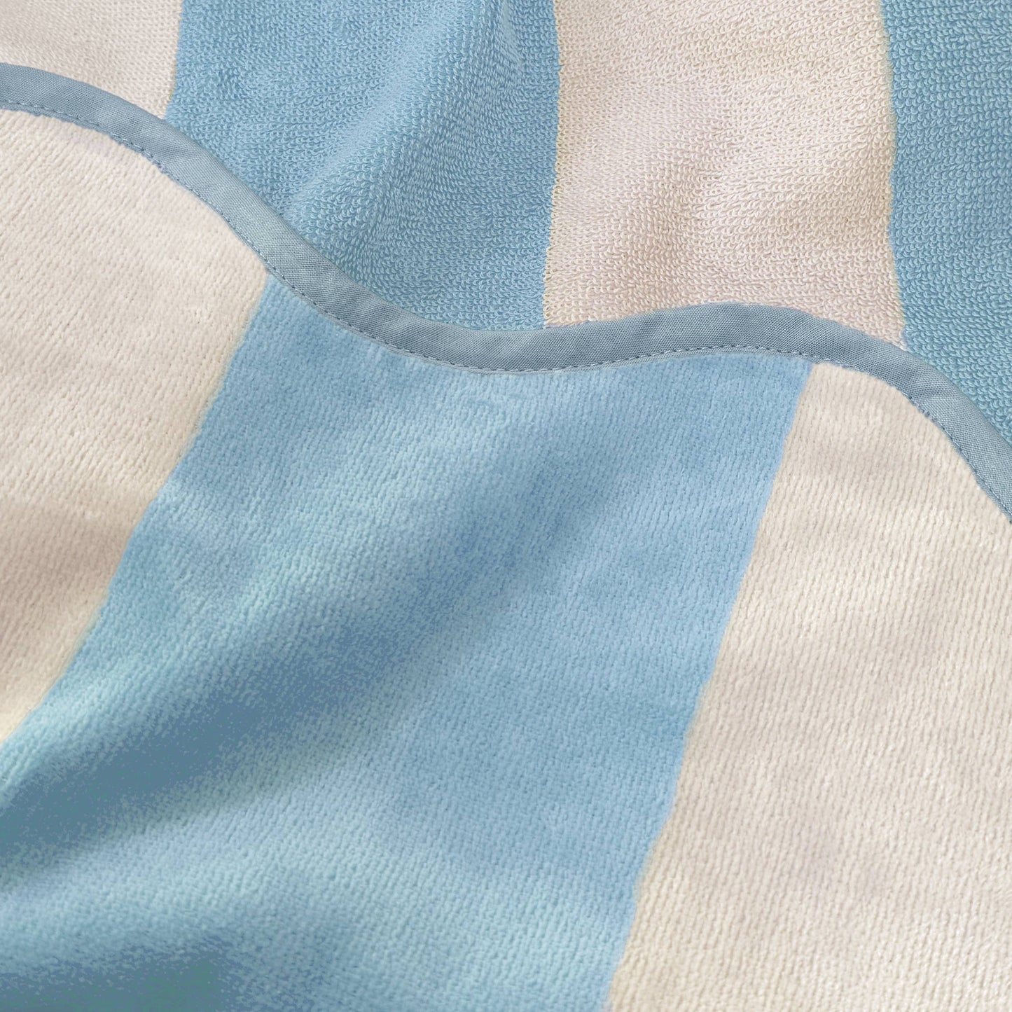 Large Scalloped Striped Beach Towel 90 x 170cm - 100% Cotton: Navy