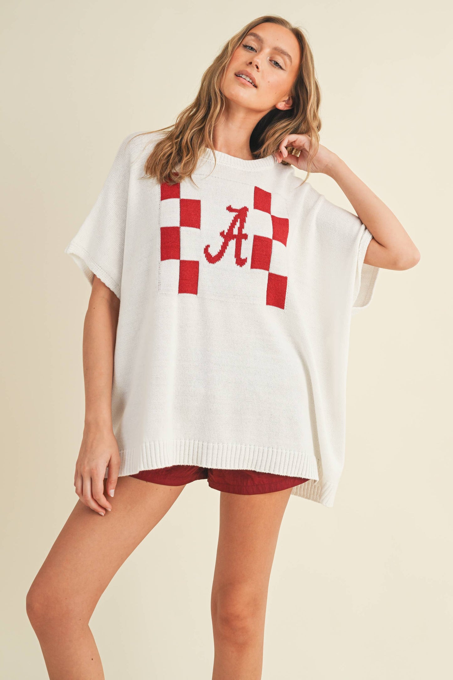 "A" SWEATER TOP: Maroon