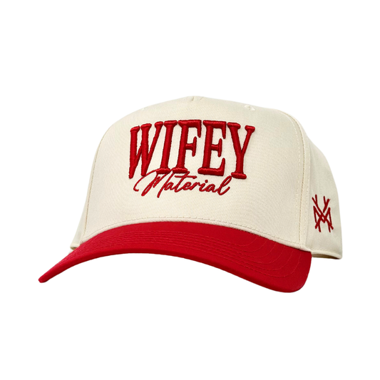 MHC Wifey Material Trucker Hat: Red/Natural Otto