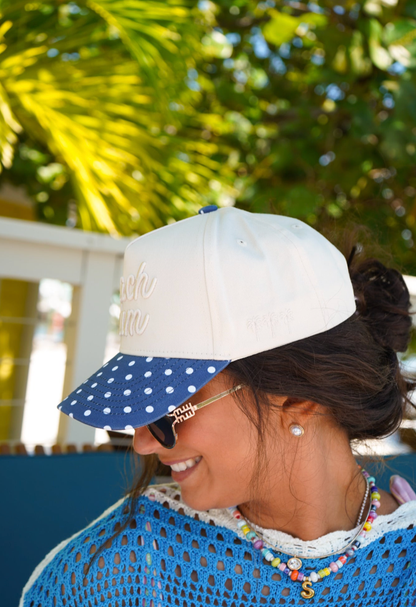 Beach Bum - Navy Polka Dot Hat