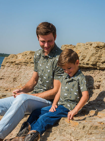 Boys Pond Pups Hunting Dog Performance Hooded Shirt
: Green