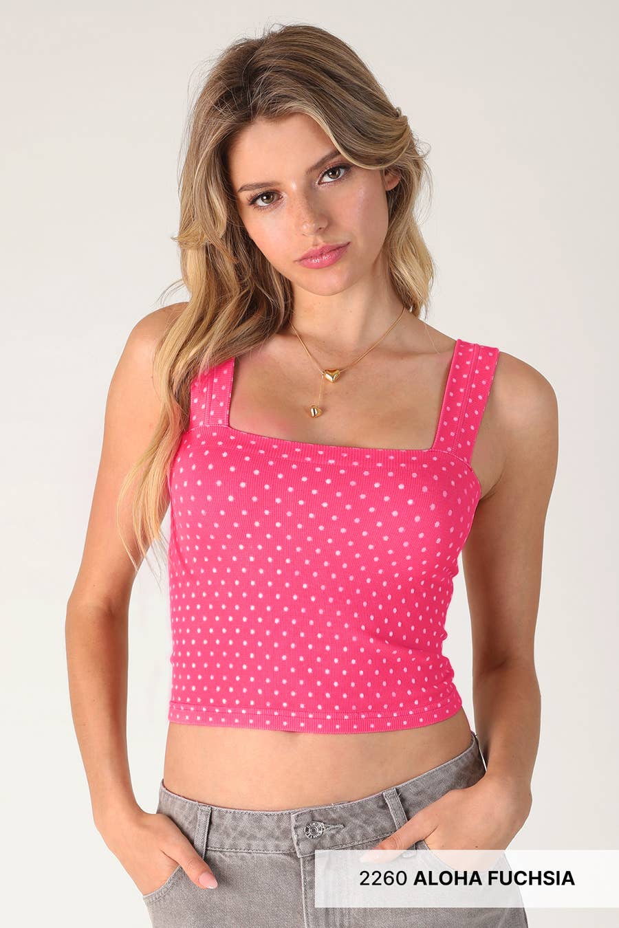 NS8532 - Polka Dot Square Crop Top: 2259 Marina