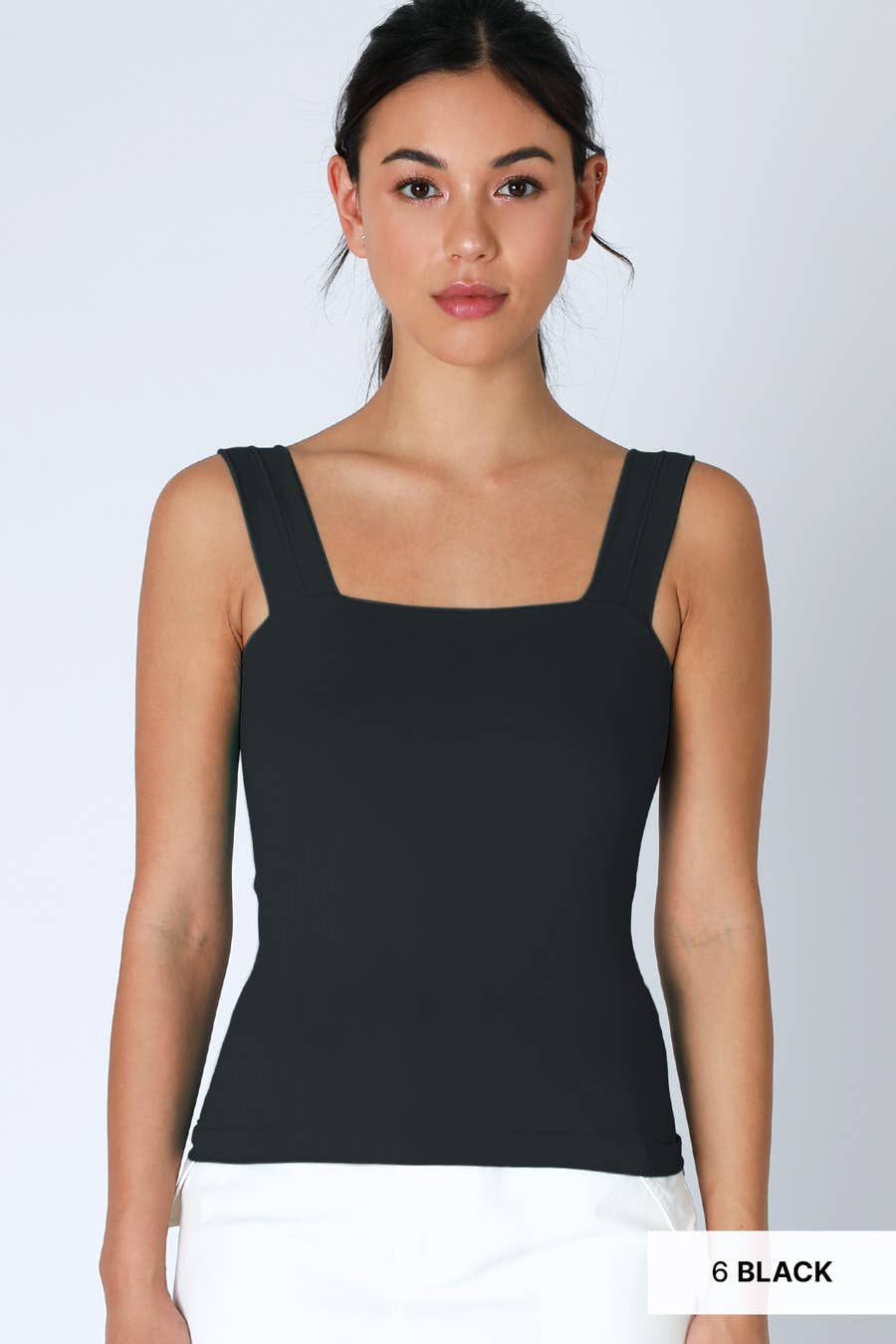 NS8409- Clean Line Square Tank: 2213 Butter Cream