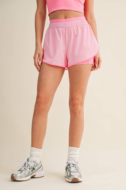 Double Layer Nylon Shorts: Pink