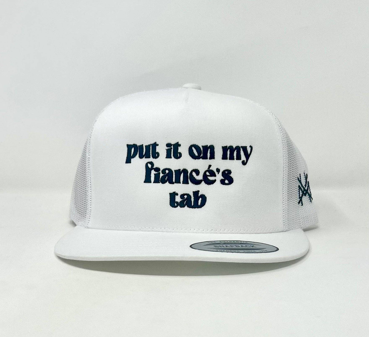 MHC Put it on my Fiancé's Tab Trucker Hat: Red/Natural Otto