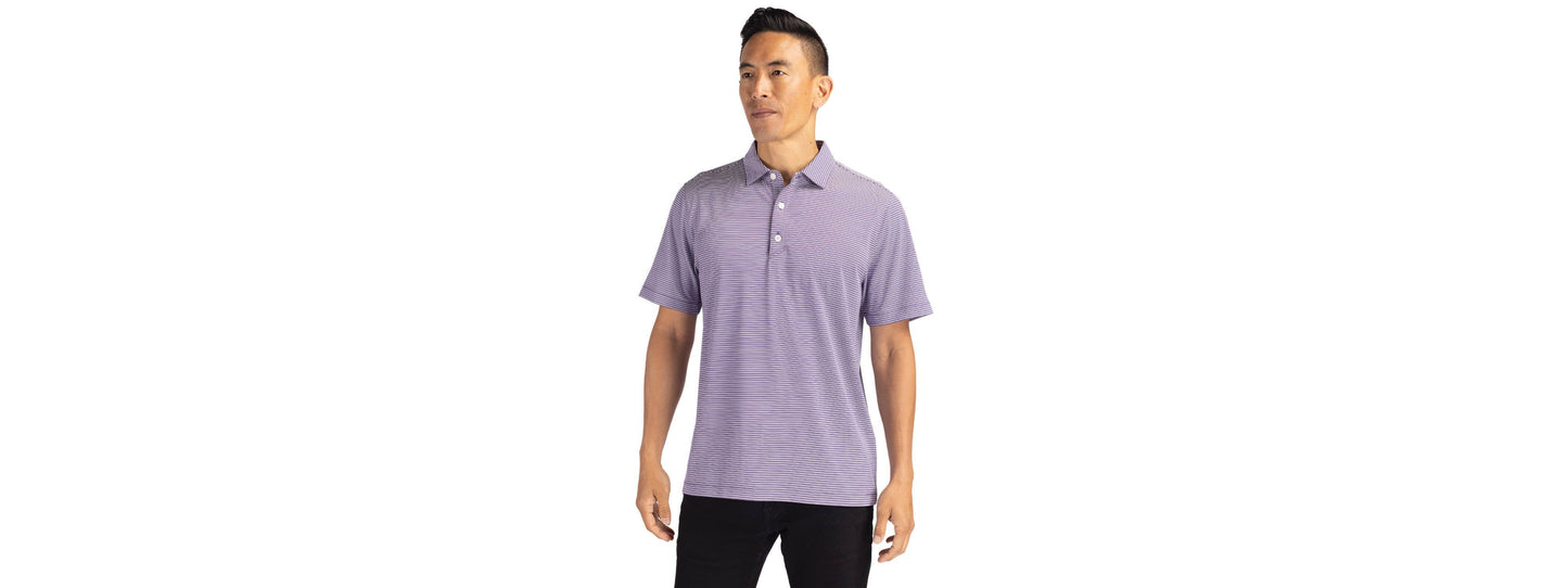 Cutter & Buck Forge Eco Double Stripe Recycled Mens Polo: Hunter/White