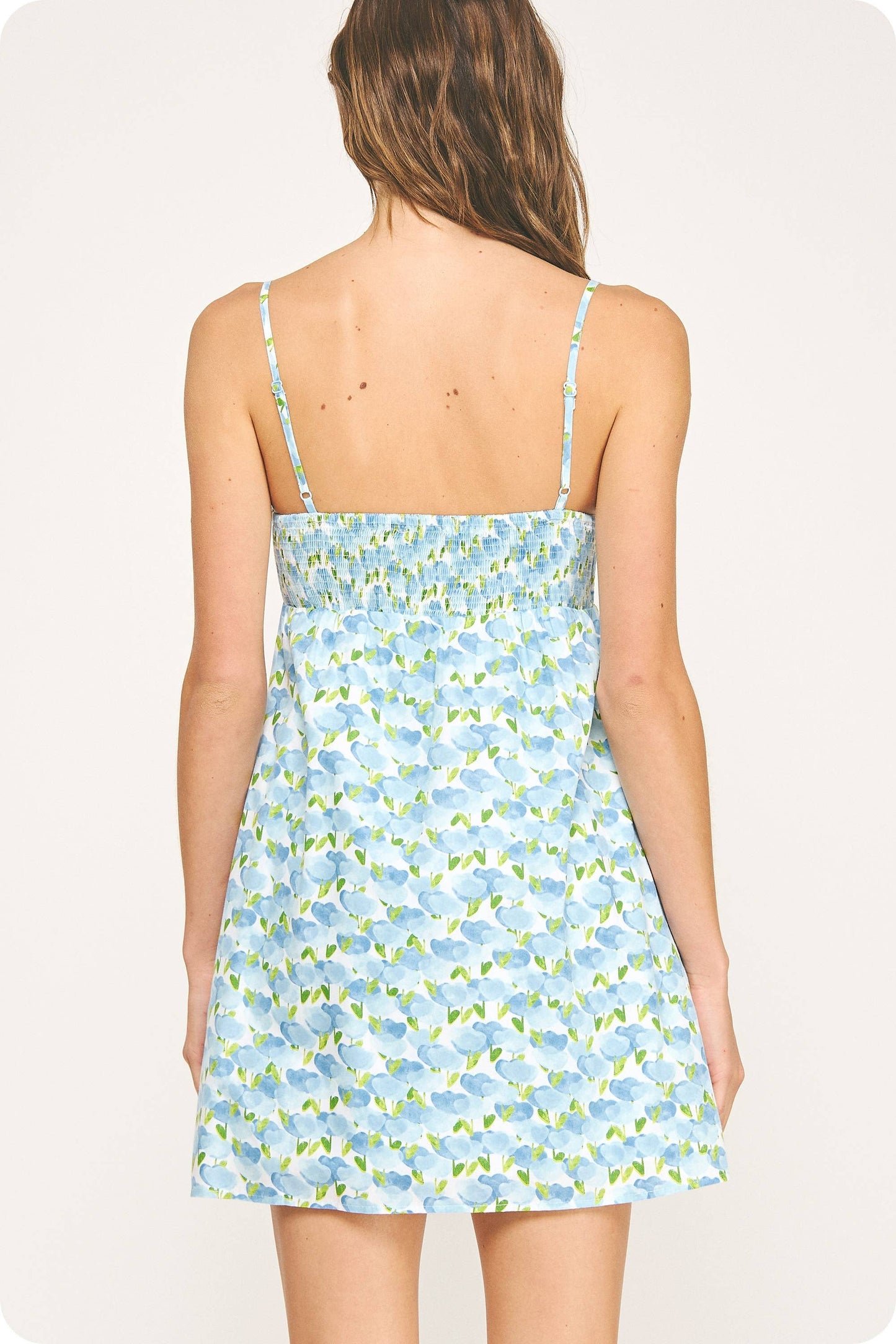 Top Stitch Bustier Floral Print Mini Dress: Peach Multi