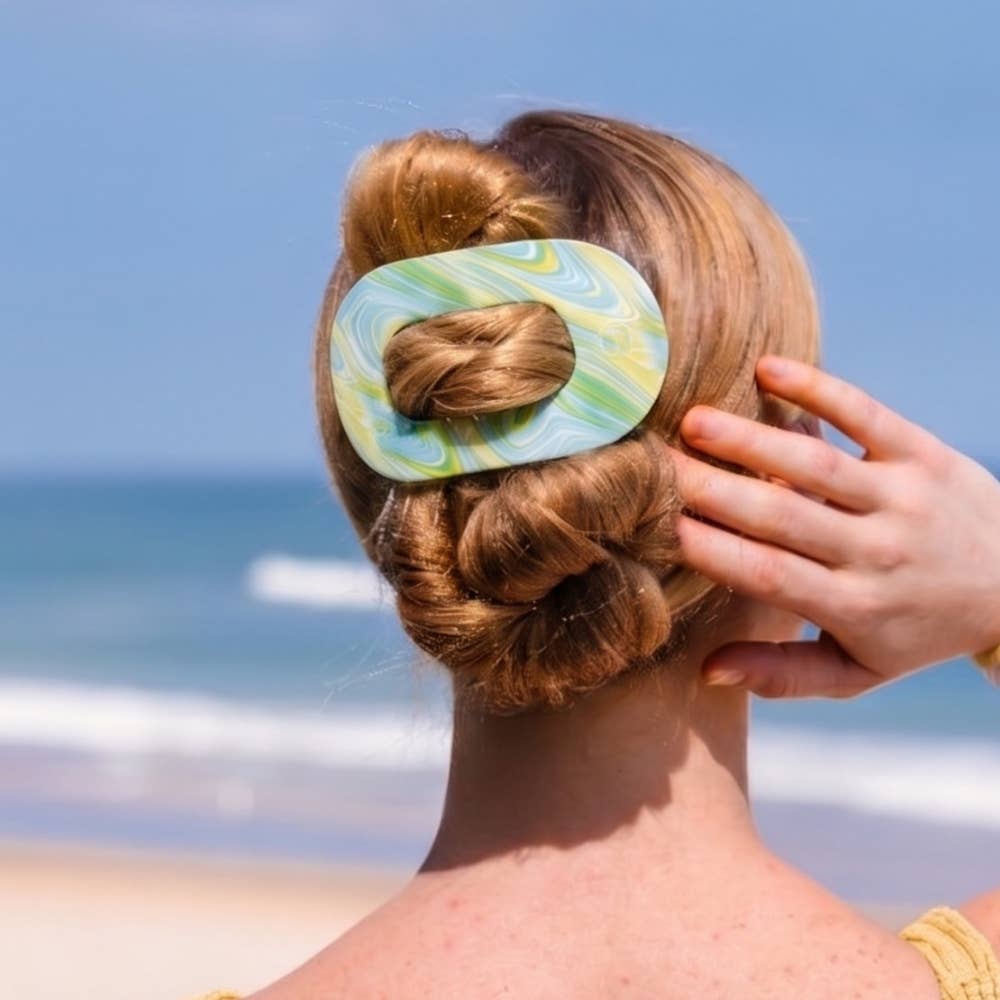 TELETIE By the Sea Shore | Large | Flat Round Hair Clip