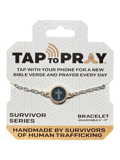 Tap To Pray™ - Survivor Series Handmade Bracelets: Mocha + Cross