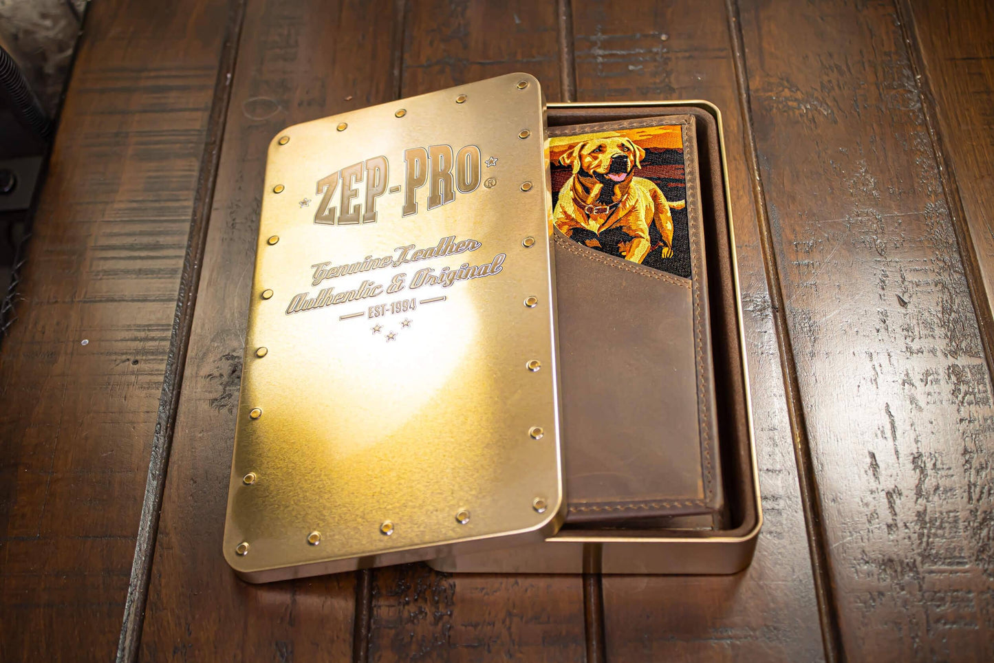 Lab Men's Secretary Tall Woven Patch Leather Wallet.