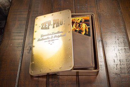 Lab Men's Secretary Tall Woven Patch Leather Wallet.