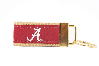 Alabama Crimson Tide Collegiate Woven Ribbon Key Chain. Alabama Key Fob. Alabama Gift. Crimson Tide Key Ring. Brass Clasp and O-Ring.: Script A