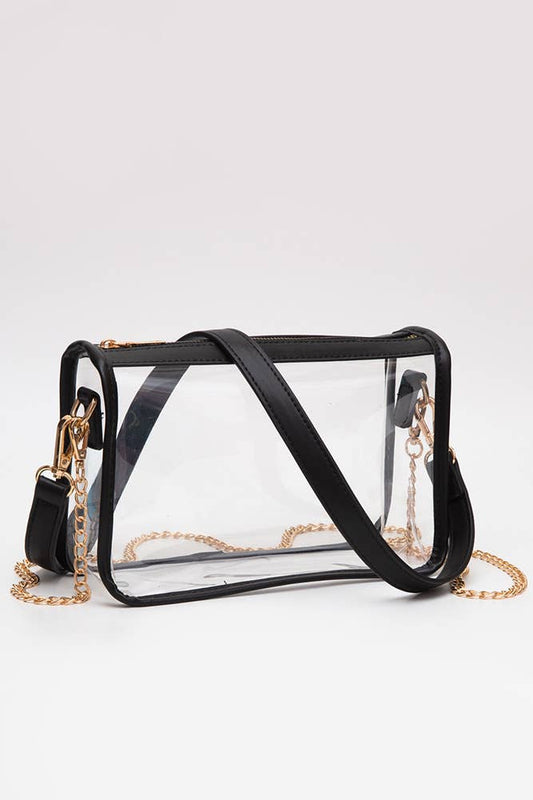Clear Rectangle Stadium Concert Crossbody Bag: Black