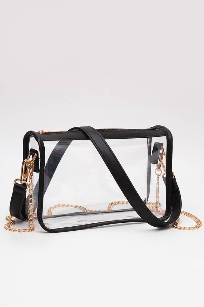 Clear Rectangle Stadium Concert Crossbody Bag: Navy