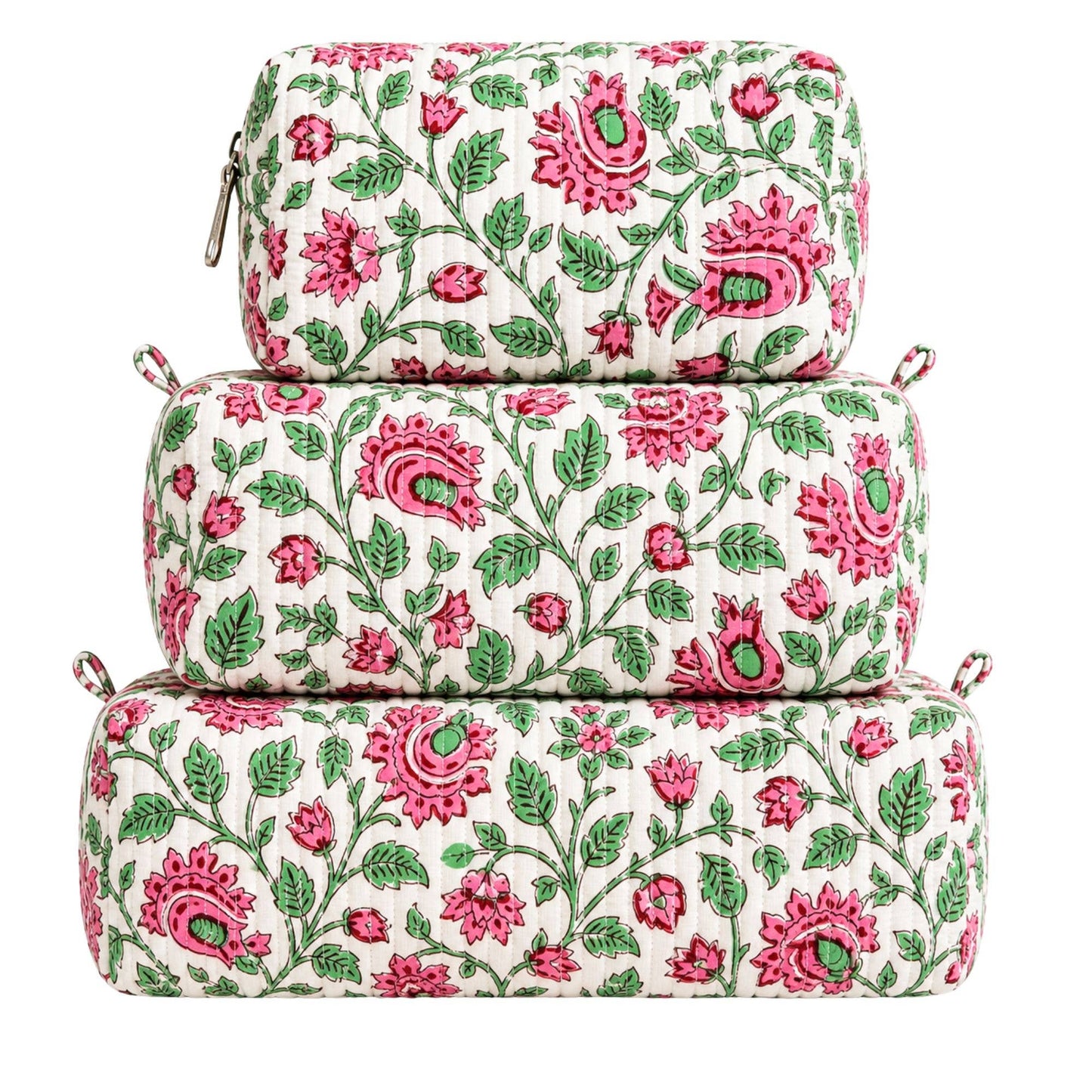 Pink Floral Quilted Bag Print: Large