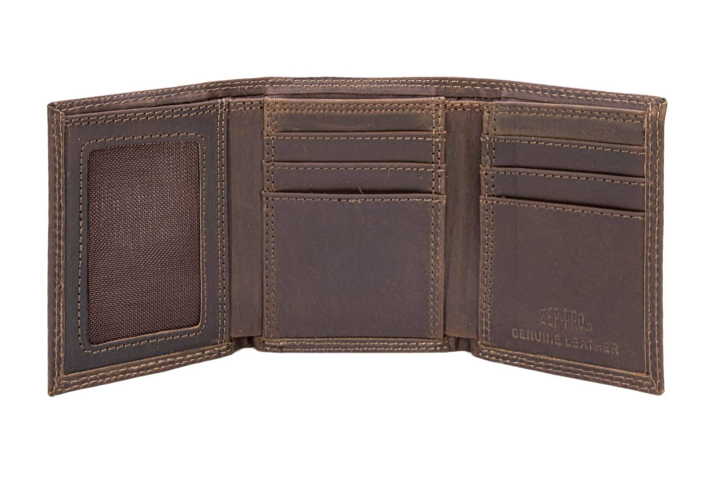LSU Tigers Men's Collegiate Trifold Leather Wallet.: Crazyhorse Brown