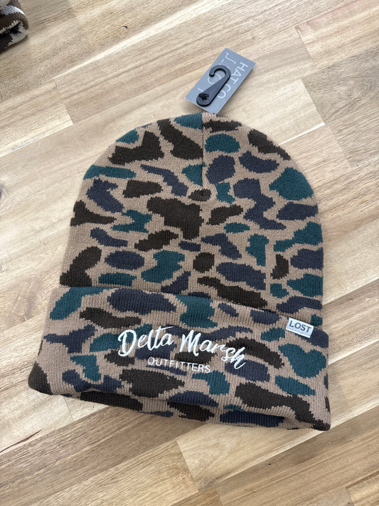 Delta Marsh Old School Camo Script Beanie - Delta