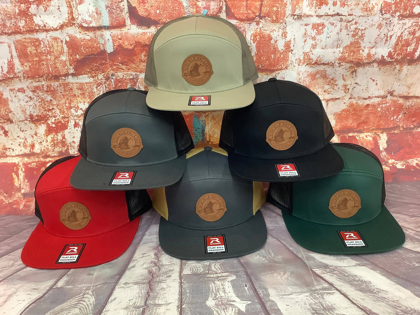 Circle Logo Leather Patch Flat Bill: Khaki/Brown