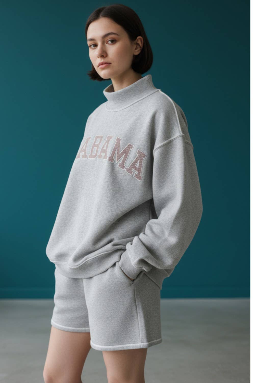 ALABAMA1 |  'ALABAMA' Embroidered Sweatshirt: HEATHER GREY/CRIMSON