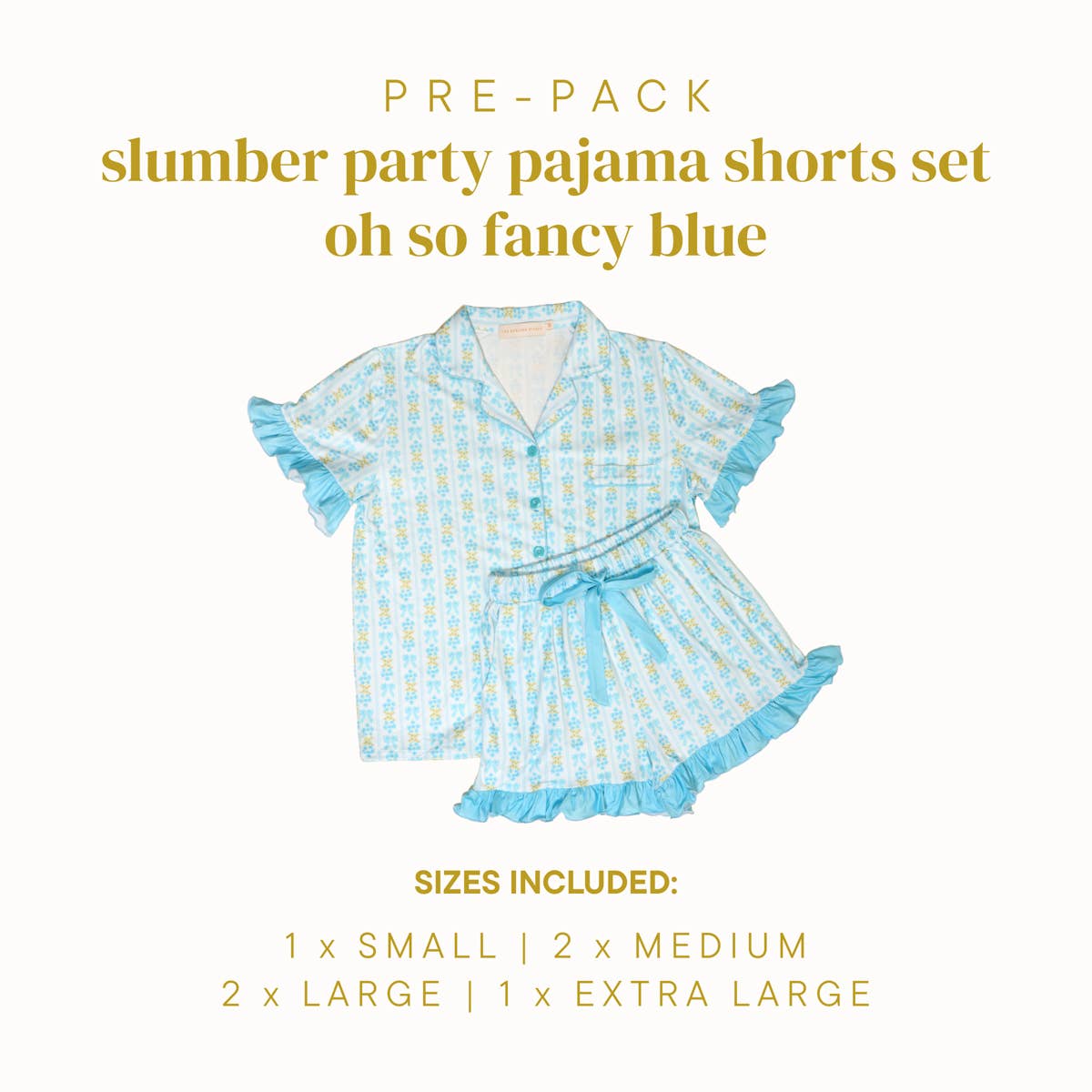 Slumber Party Pajama Shorts Set–Oh So Fancy Blue