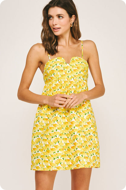 Top Stitch Bustier Floral Print Mini Dress: Peach Multi