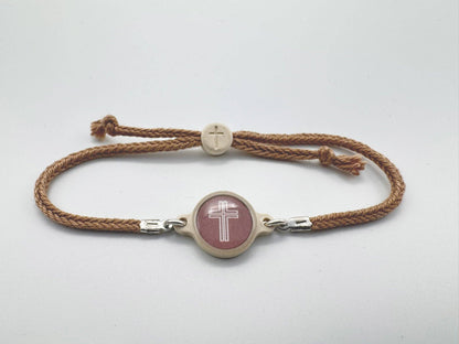 Tap To Pray™ - Survivor Series Handmade Bracelets: Coral + Cross