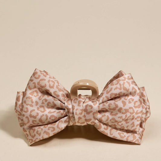 Satin Bow Claw Clip–Cheetah